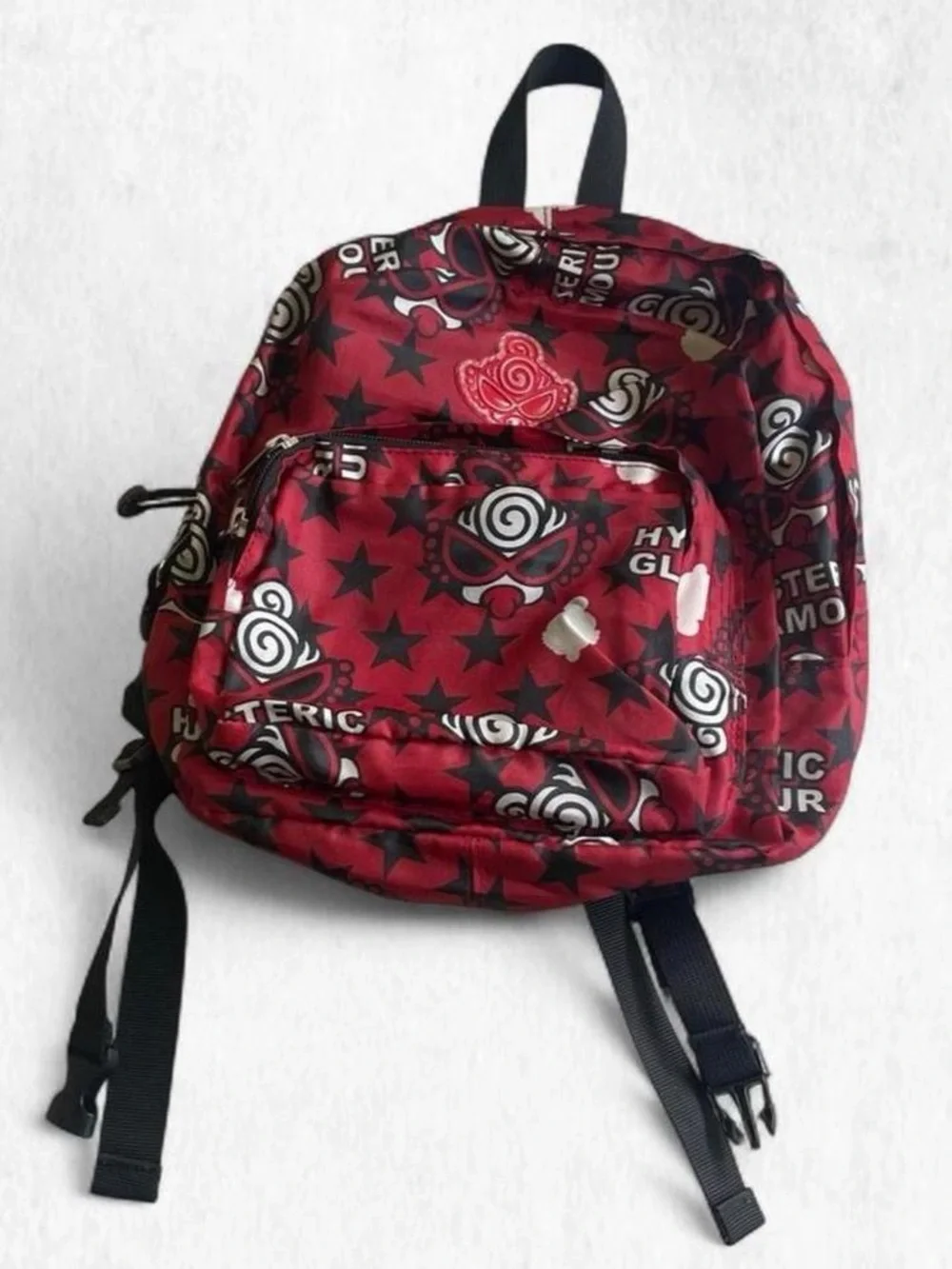 Hysteric Glamour Black & Red Logo Mesh Backpack